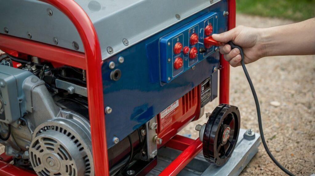 generador eléctrico conectado a un cable en exterior